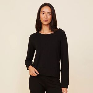 Monrow Supersoft Crew Neck Sweatshirt black size large
